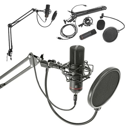 BST Microfon USB Profesional BST pentru Streaming și Podcast, Cardioid, cu Suport de Masă, Antișoc și Filtru Antipop, Mac/Windows/PS4