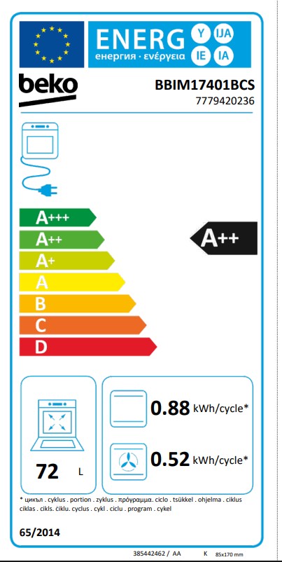 Cuptor electric Beko BBIM17401BCS, 72l, Clasa A++, 13 functii, AEROperfect, Autocuratare catalitica, SoftClose door, LED
