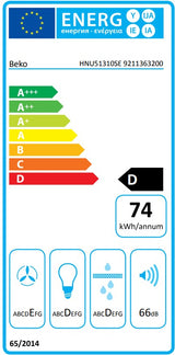 Hota complet incorporabila Beko HNU51310SE, 50 cm, 3 trepte de putere,iluminare LED 2x4W, 370 mc/h, clasa energetica D, 