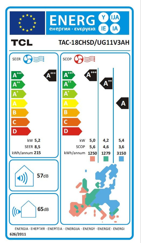 TCL Aparat aer conditionat Aparat de aer conditionat TCL BreezeIN 2.0 TAC-18CHSD/UG11V3AH, 18000BTU, Clasa A+++/A++, Inverter, Incalzire, Fast Cooling & Heating, Functie ECO Mode, I-Feel, Mod Sleep, 4 Way AirFlow, Dry Mode, Flux de aer 3D, Timer 24H, R32, WiFi
