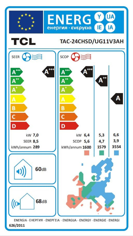 TCL Aparat aer conditionat Aparat de aer conditionat TCL BreezeIN 2.0 TAC-24CHSD/UG11V3AH, 24000BTU, Clasa A+++/A++, Inverter, Incalzire, Fast Cooling & Heating, Functie ECO Mode, I-Feel, Mod Sleep, 4 Way AirFlow, Dry Mode, Flux de aer 3D, Timer 24H, R32, WiFi