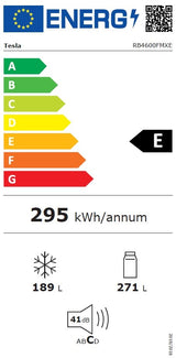 Tesla WG Side by side Frigider side-by-side Tesla RB4600FMXE, 460 l, Clasa E, Total No Frost, Motor Inverter, Display LED, H 177 cm, Inox 83.5x63.5x177.5cm