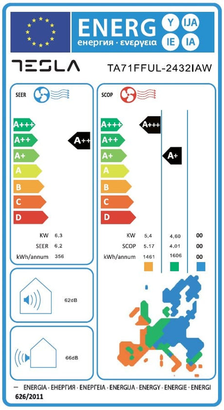 Tesla Aparat aer conditionat Aparat de aer conditionat Tesla Select TA71FFUL-2432IAW, 24000 BTU, Clasa A++, Inverter, Incalzire, Turbo, I Feel, Functie Antifungica, Autocuratare, Timer, Filtru lavabil, Carcasa anti-rugina, R32, WiFi