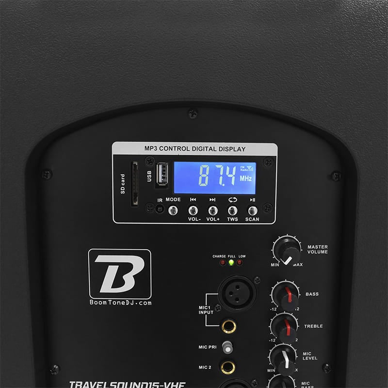 BoomTone DJ Boxă Portabilă PA BoomTone DJ TravelSound15-VHF 15” 350W RMS, Bluetooth/USB/SD/FM, 2 Microfoane VHF incluse
