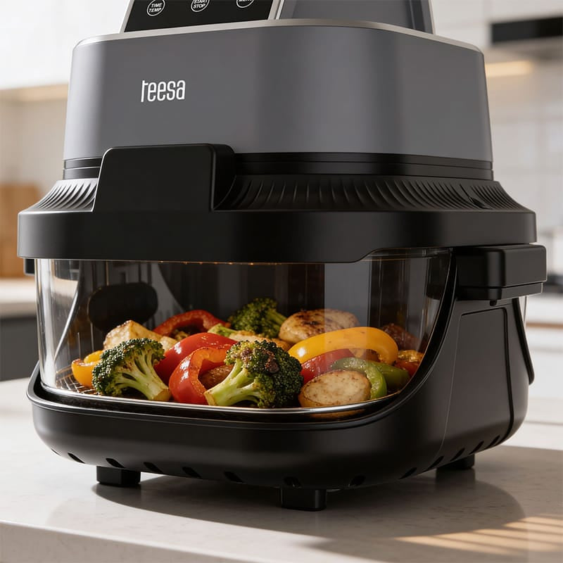 Teesa Air Fryer Friteuza cu aer Teesa TSA8090 | 4L+1.5L, 1500W, Sticla
