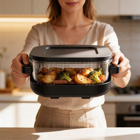 Teesa Air Fryer Friteuza cu aer Teesa TSA8090 | 4L+1.5L, 1500W, Sticla