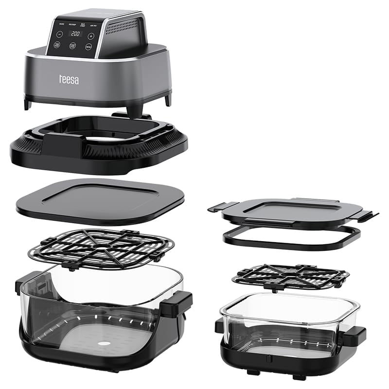 Teesa Air Fryer Friteuza cu aer Teesa TSA8090 | 4L+1.5L, 1500W, Sticla