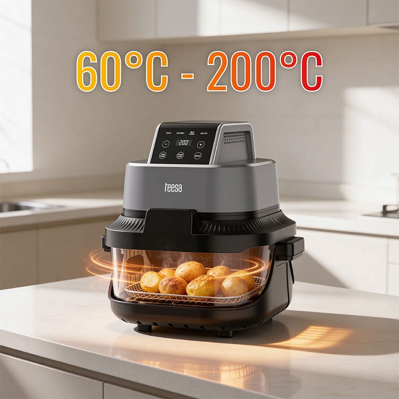 Teesa Air Fryer Friteuza cu aer Teesa TSA8090 | 4L+1.5L, 1500W, Sticla