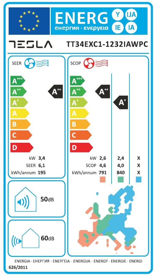 Tesla Aparat aer conditionat Aparat de aer conditionat Tesla Select TT34EXC1-1232IAWPC, 12000 BTU, Clasa A++, Inverter, Incalzire, Turbo, I Feel, Functie Antifungica, Autocuratare, Timer, Filtru lavabil, Carcasa anti-rugina, R32, kit instalare 3m, WiFi