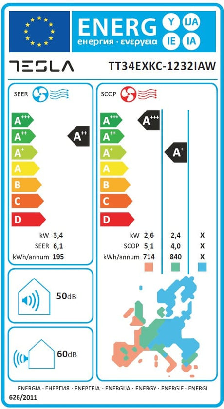Tesla Aparat aer conditionat Aparat de aer conditionat Tesla Select TT34EXKC-1232IAW, 12000 BTU, Clasa A++, Inverter, Incalzire, Turbo, I Feel, Functie Antifungica, Autocuratare, Timer, Filtru lavabil, Carcasa anti-rugina, R32, WiFi