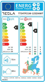 Tesla Aparat aer conditionat Aparat de aer conditionat Tesla Superior TT34TP21W-1232IAWT, 12000 BTU, Clasa A++, Inverter, Incalzire, Turbo, I Feel, Functie Antifungica, Autocuratare, Timer, Filtru lavabil, flux aer 3D, Incalzire unitate externa, R32, Wi-Fi, afisaj LED ascuns