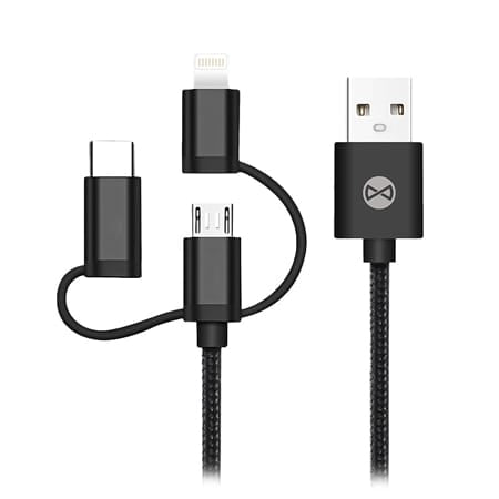 Forever CABLU 3IN1 USB-LIGHTNING-UCB-C-MICRO USB 1M 1.5A - NEGRU