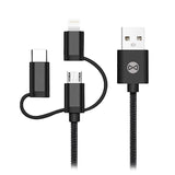 Forever CABLU 3IN1 USB-LIGHTNING-UCB-C-MICRO USB 1M 1.5A - NEGRU