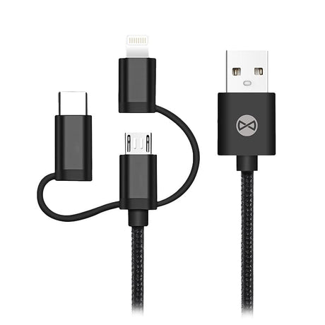 Forever CABLU 3IN1 USB-LIGHTNING-UCB-C-MICRO USB 1M 1.5A - NEGRU