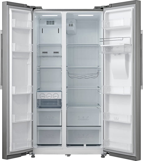 Tesla WG Side by side Frigider side-by-side Tesla RB5201FMXE, 535 l, Clasa E, Total No Frost, Dozator apa, Display LED, H 177 cm, Inox, 89.5x77x177cm