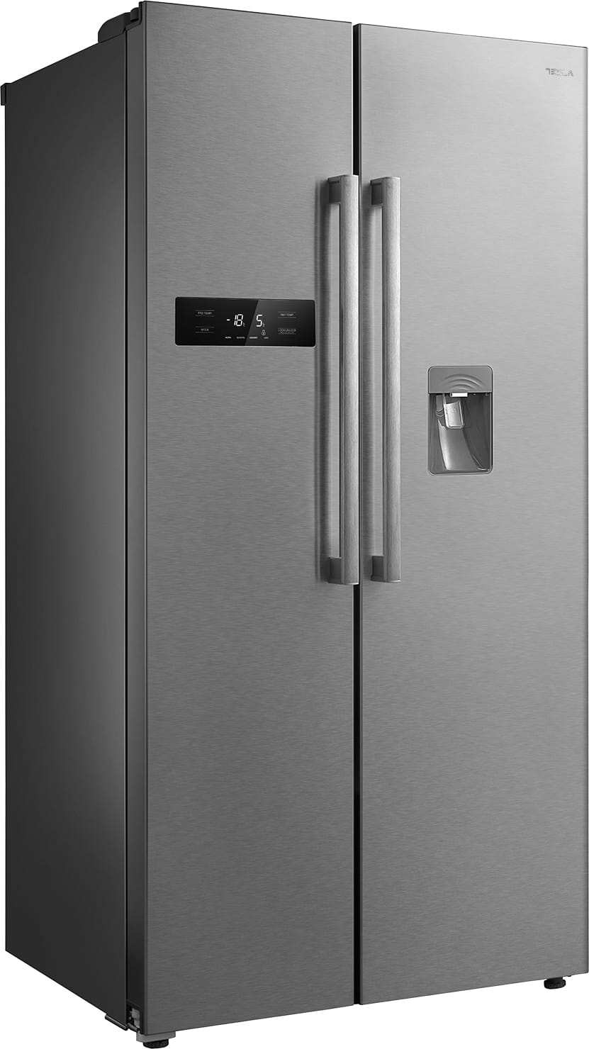 Tesla WG Side by side Frigider side-by-side Tesla RB5201FMXE, 535 l, Clasa E, Total No Frost, Dozator apa, Display LED, H 177 cm, Inox, 89.5x77x177cm