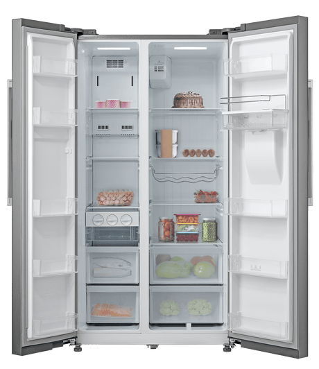 Tesla WG Side by side Frigider side-by-side Tesla RB5201FMXE, 535 l, Clasa E, Total No Frost, Dozator apa, Display LED, H 177 cm, Inox, 89.5x77x177cm