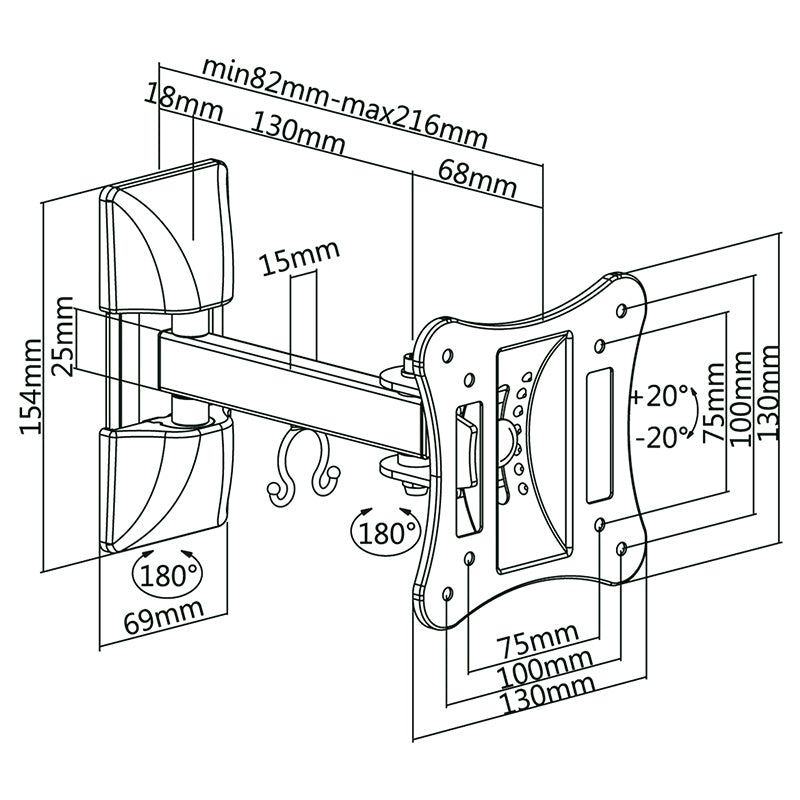 Cabletech SUPORT TV DE PERETE 13-27 INCH CABLETECH