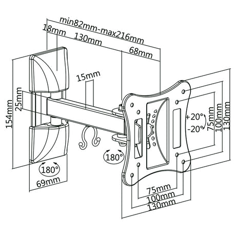 Cabletech SUPORT TV DE PERETE 13-27 INCH CABLETECH