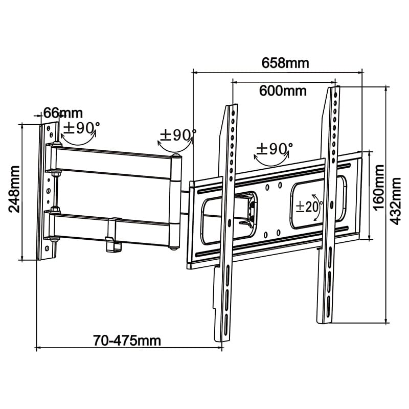 Cabletech Suport TV Suport TV Cabletech UCH0210 | 40-65 inch, Perete