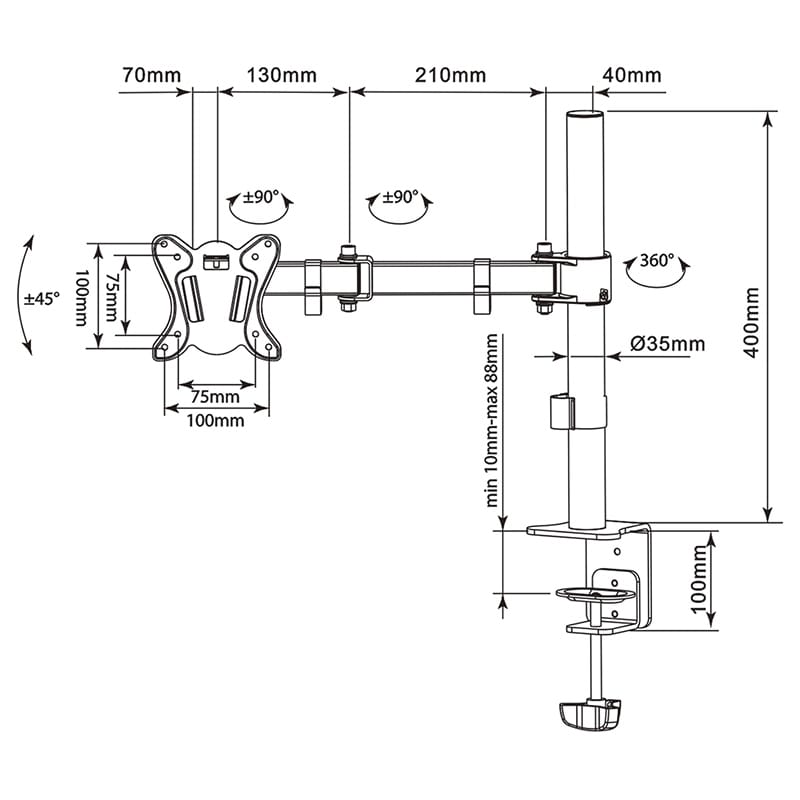 Cabletech Suport monitor Suport Monitor Cabletech UCH0211 | 13-27 inch