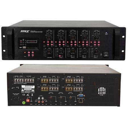 BST Mixer amplificat 4 zone BST 70V/100V, 4x120W, 5 canale, MP3 USB/SD, rack 19”