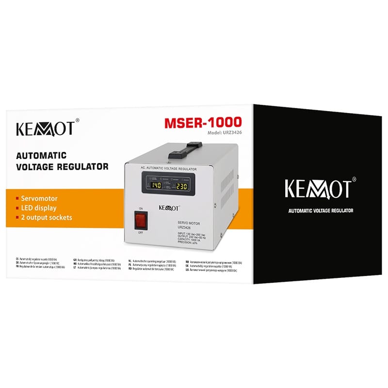 Kemot Stabilizator tensiune Stabilizator Tensiune Kemot URZ3426 | Servomotor, 1000VA, 230V, Protectie Supratensiune