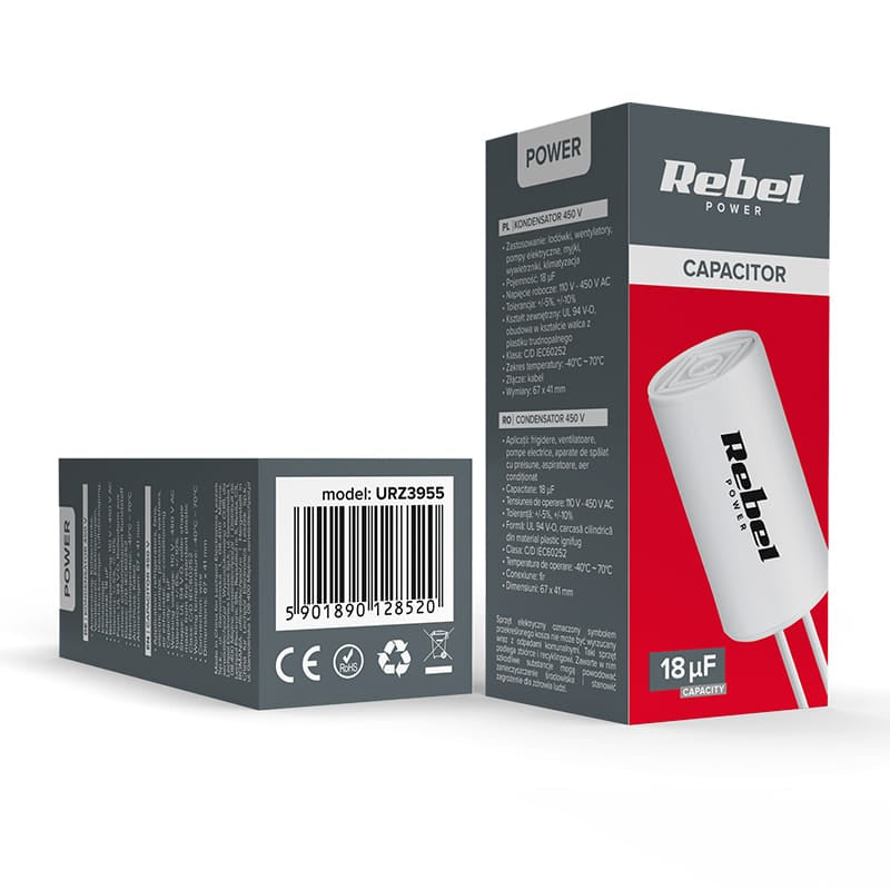 Rebel CONDENSATOR MOTOR 18UF 450V REBEL