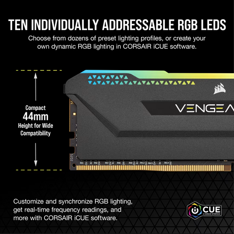 Corsair Memorie RAM Memorie RAM Corsair Vengeance RGB CMH32GX4M4E3200C16 | 32GB, DDR4, 3200MHz, RGB