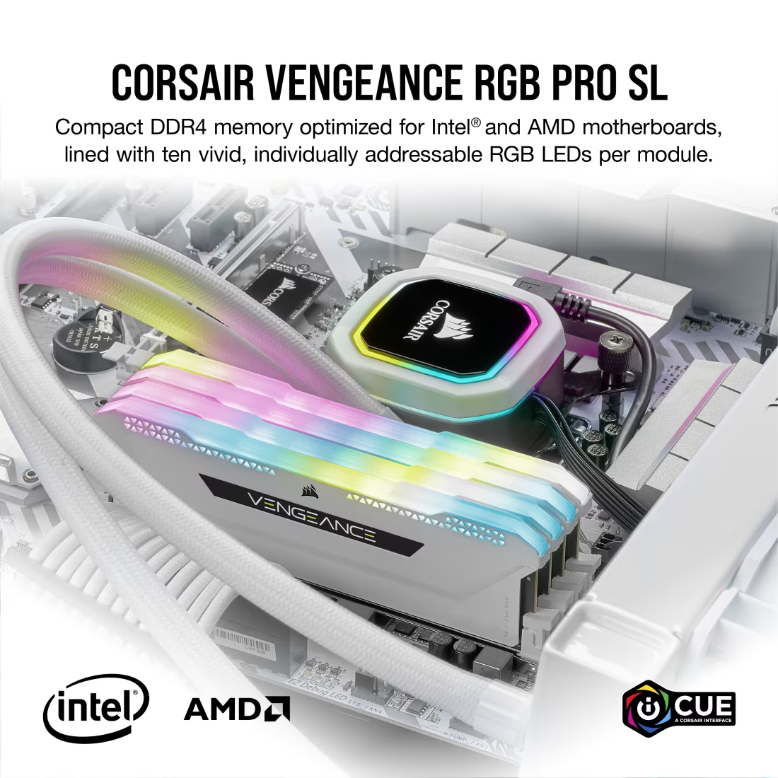 Corsair Memorie RAM Memorie RAM Corsair Vengeance RGB CMH32GX4M4E3200C16W | 32GB, DDR4, 3200MHz, White