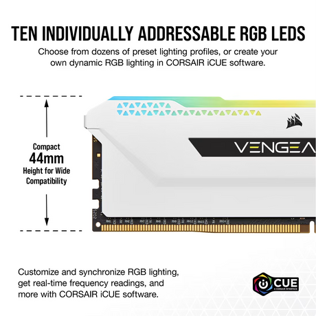 Corsair Memorie RAM Memorie RAM Corsair Vengeance RGB CMH32GX4M4E3200C16W | 32GB, DDR4, 3200MHz, White