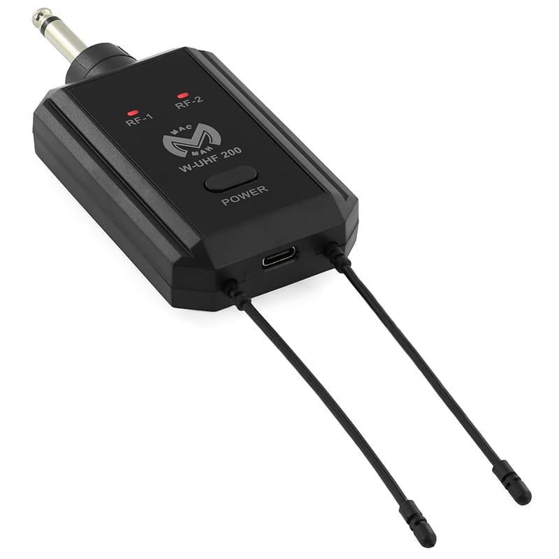 Mac Mah Set 2 Microfoane Wireless UHF Mac Mah W UHF 200 M, 2 Canale, 660-690 MHz, Receptor Plug-in, 80 m, Reincarcabil