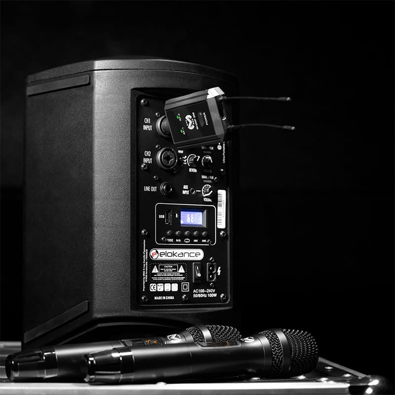 Mac Mah Set 2 Microfoane Wireless UHF Mac Mah W UHF 200 M, 2 Canale, 660-690 MHz, Receptor Plug-in, 80 m, Reincarcabil
