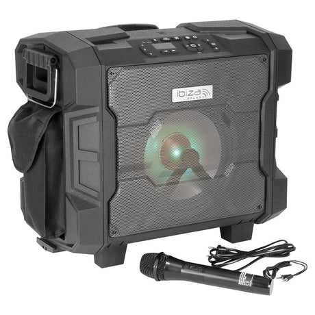 Ibiza Sound Boxă portabilă PA Ibiza Sound 10” IPX4, 300W, Bluetooth/NFC, FM, USB, intrare microfon/chitară, powerbank, UHF mic