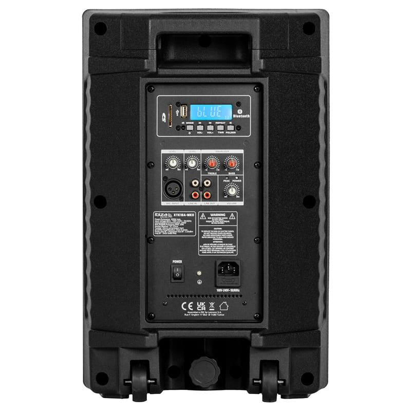 V-Tac Boxă activă V-Tac 10” 150W RMS, Bluetooth TWS, player MP3 USB/SD, intrări microfon/linie, roți și mâner transport
