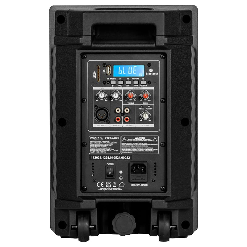 Ibiza Sound Boxă Activă Ibiza Sound 8” 100W RMS, Bluetooth TWS, Player MP3 USB/SD, Intrări Microfon XLR și Line RCA, Clasa D