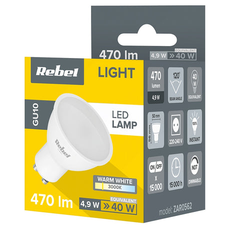 Rebel BEC LED GU10 5W 230V 3000K REBEL