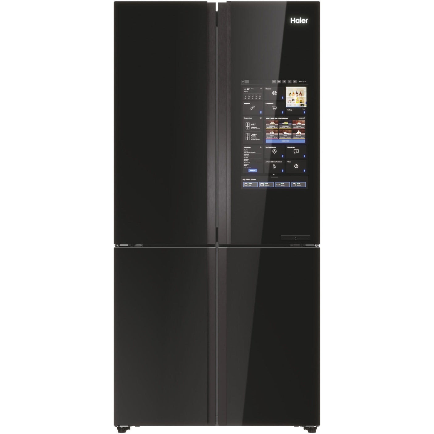 HAIER Side by side Cube Haier, 586 l, Total No Frost, Big Touch Display, Web browser, Switch zone, My Smart Home, Super Cooling, Super Freezing, My food Locator, My Inventory system, Clasa F, H 190 cm, Negru