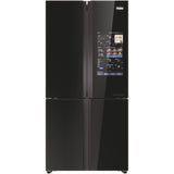 HAIER Side by side Cube Haier, 586 l, Total No Frost, Big Touch Display, Web browser, Switch zone, My Smart Home, Super Cooling, Super Freezing, My food Locator, My Inventory system, Clasa F, H 190 cm, Negru