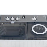 NobeLTek Mașină de spălat rufe semi-automată Nobeltek 12 kg, stoarcere 7 kg, 450W/195W, temporizator 0–15/0–5 min, evacuare gravitațională, Alb/Silver