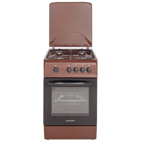 NobeLTek Cooking Aragaz Nobeltek, 50x60, plita si cuptor pe gaz, siguranta plita si cuptor, echipat cu diuze GPL, diuze GN de schimb, capac tabla, maro