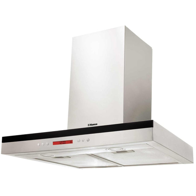 Hansa Hota semineu Hansa, 60 cm, 642 m3/h, 1 motor, 2 filtre aluminiu, filtru carbon optional, 3 trepte, temporizator, display, ceas, iluminare, inox