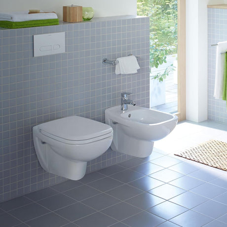 Duravit Vas wc + capac Duravit, Toilet-set w/m D-Code rimless washdown model, incl.s&c, w.SC, suspendat, evacuare orizontala, cu capac (0067390000), soft close, alb