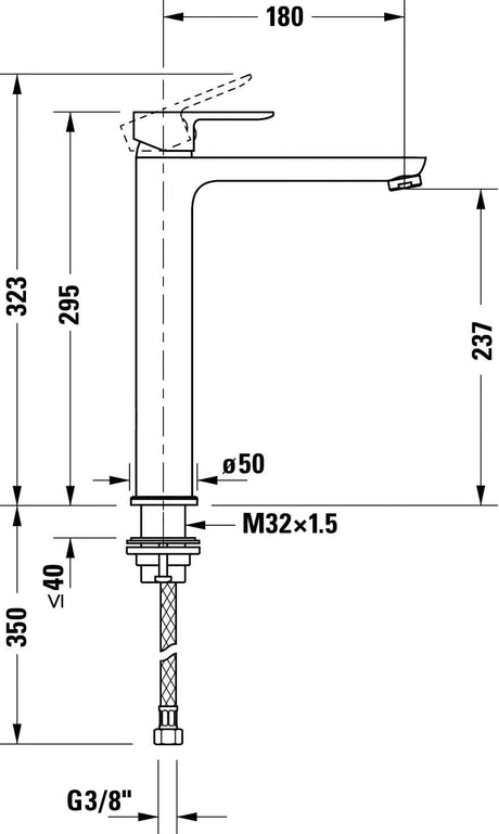 Duravit Baterie lavoar Duravit, A.1 Single lever basin mixer XL, monocomanda, marime XL, cartus ceramic, fara set de evacuare, crom
