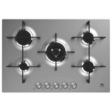 Master Kitchen Plita gaz Master Kitchen, gama Edge, design inox, 75 cm, 5 arzatoare plate, gratare fonta, arzator coroana tripla, aprindere integrata, sistem siguranta