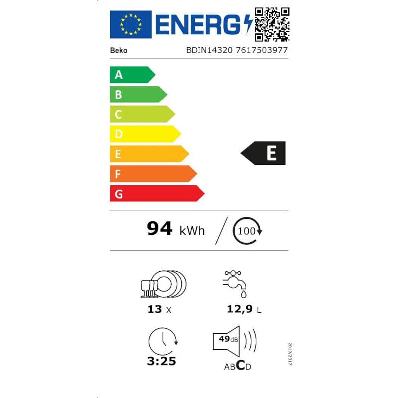 Beko Masina de spalat vase Masina de spalat vase Beko BDIN14320 | 13 seturi, LED, E, 49dB, 59.8x55x81.8cm
