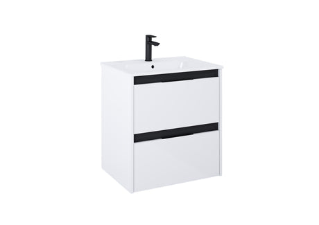 Set Mobilier Baie Roca Unik Alpine A852012606 | 60x46x56 cm, Lavoar + Corp Suspendat 2 Sertare Soft Close, Alb/Negru