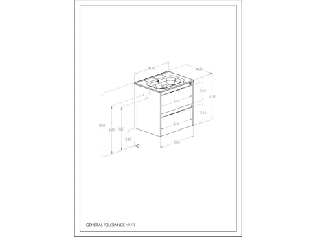Set Mobilier Baie Roca Unik Alpine A852012606 | 60x46x56 cm, Lavoar + Corp Suspendat 2 Sertare Soft Close, Alb/Negru