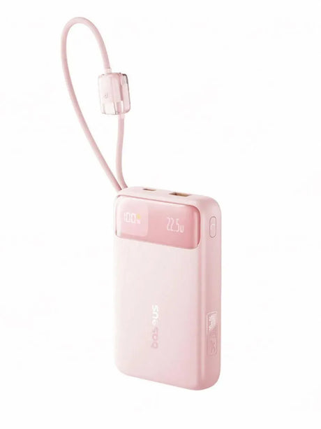 Baseus Acumulator Acumulator Extern Baseus EnerFill FC11 E0027S07 | 20000mAh, 22.5W, Display Digital, Cablu USB-C si Lightning, Roz