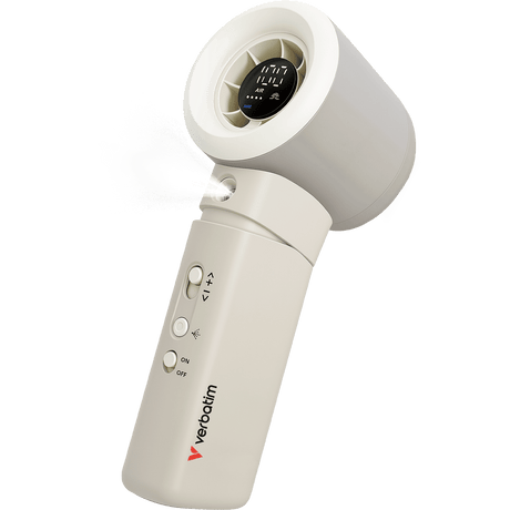 Verbatim Ventilator portabil Ventilator Portabil Verbatim 32344 | 3000mAh, 16000rpm, LED Display, Alb/Argintiu